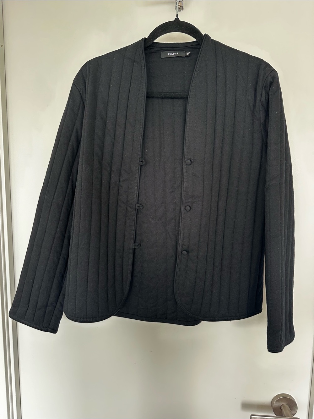 Talula Black Quilted Open-Front Puffer Jacket